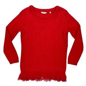 Naf Naf Paris Angora Sweater Womens Sz M Red Crewneck Business Casual Minimalist